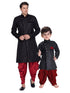Vastramay Cotton Blend Black Baap Beta Sherwani Set